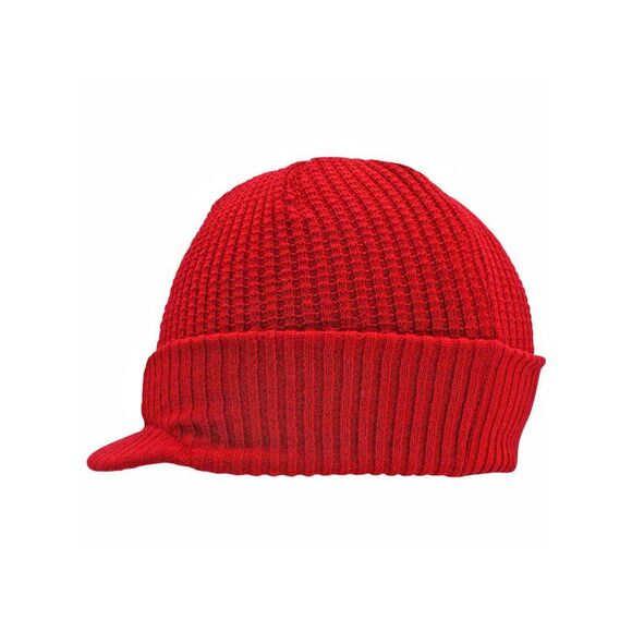 Thermal Ribbed Knit Beanie Hat With Visor - Picture 7 of 8